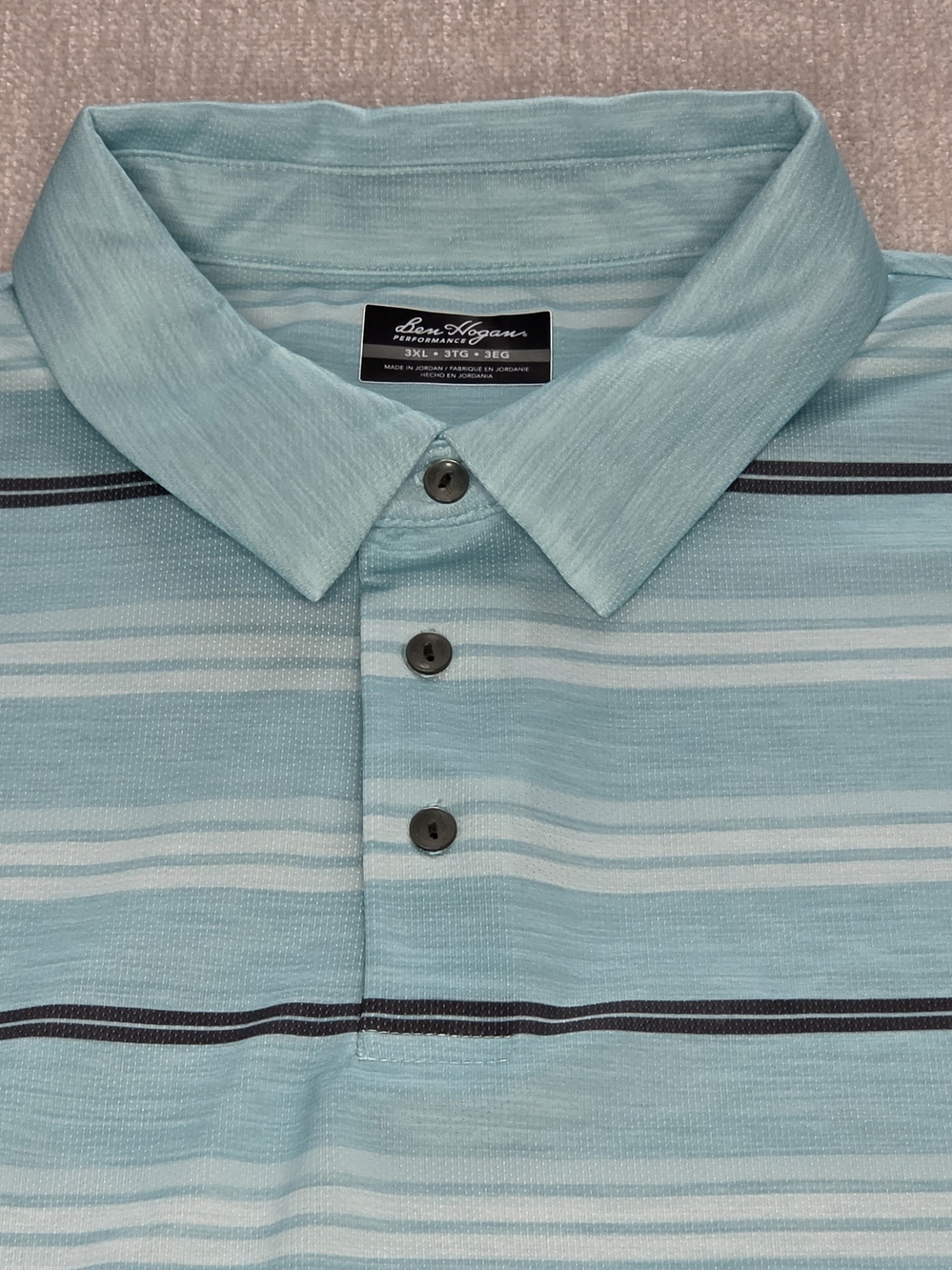 Hogan Men’s Light Aqua Striped Performance Polo Shirt